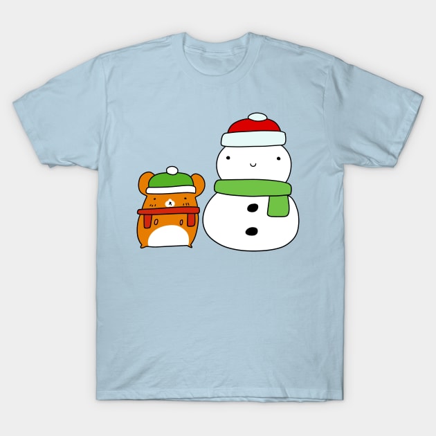 Hamster and Snowman T-Shirt by saradaboru